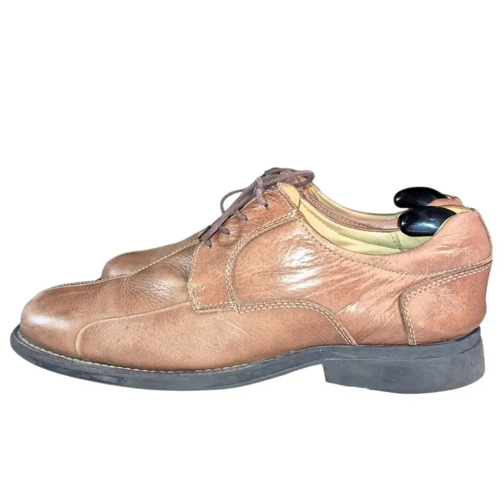 Belvedere Bay Bridge Men's Brown Leather Bicycle-Toe Derby Dress Shoes Brazil 10